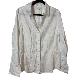 Banana Republic Womens White Textured Chevron Button Up Shirt Top XL